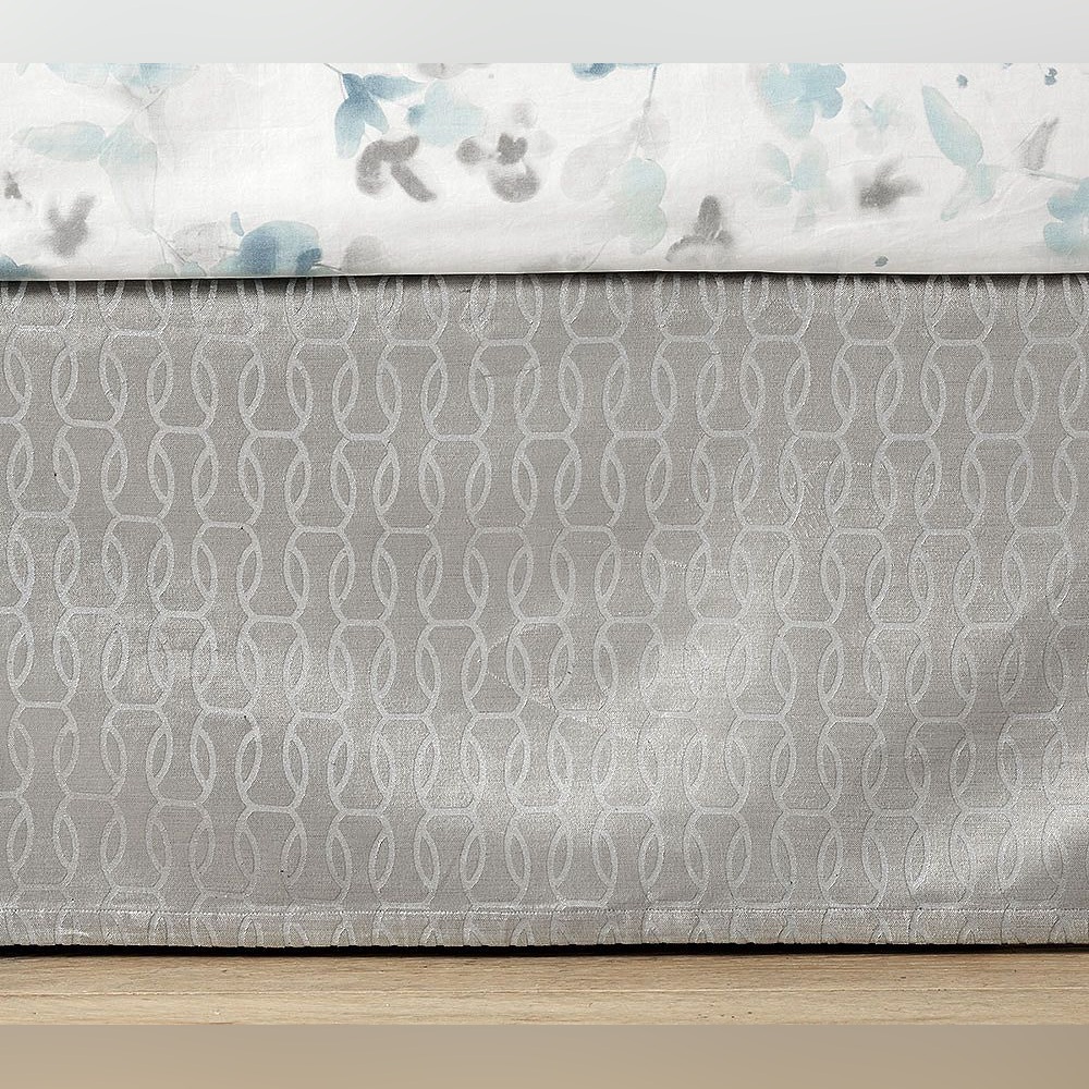 Pottery Barn Baby Amelia Velvet Crib Skirt - Silver and Cream